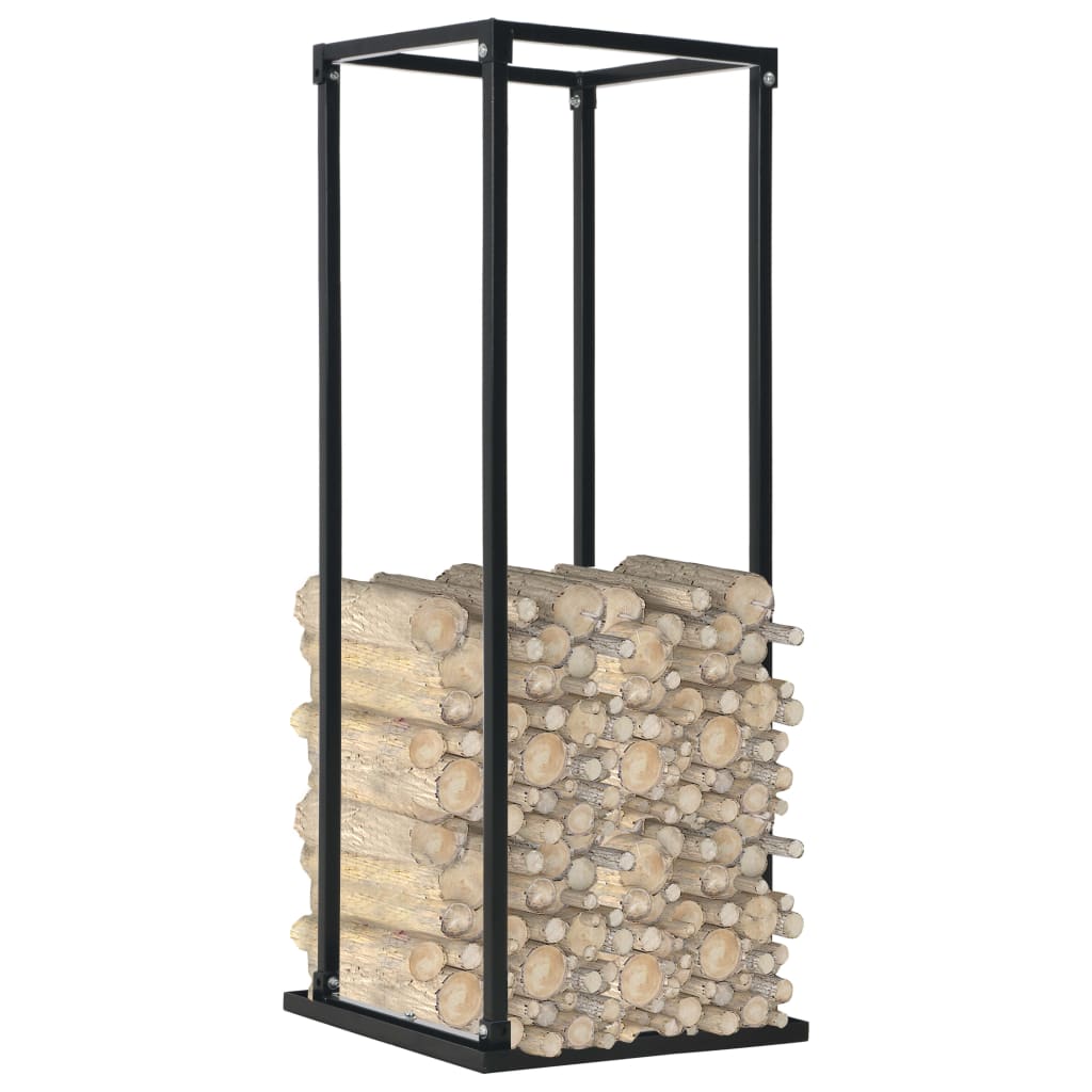 vidaXL Rastel lemne de foc, cu postament, negru, 37x37x113 cm, oțel