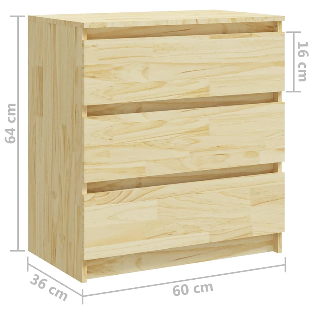 vidaXL Noptieră, 60x36x64 cm, lemn masiv de pin