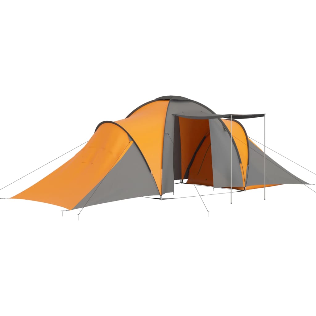 vidaXL Cort camping, 6 persoane, gri și portocaliu