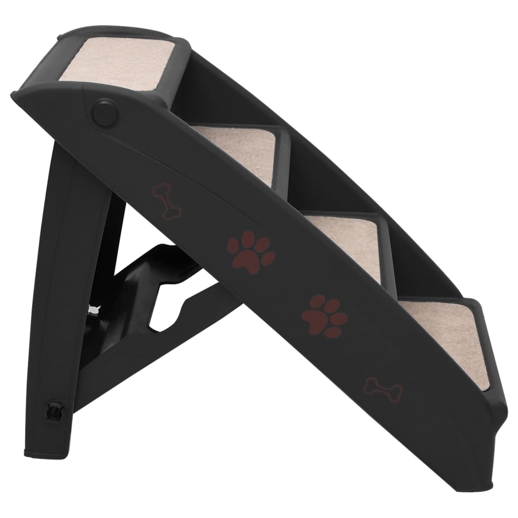 vidaXL Scară pentru câini pliabilă, negru, 62 x 40 x 49,5 cm