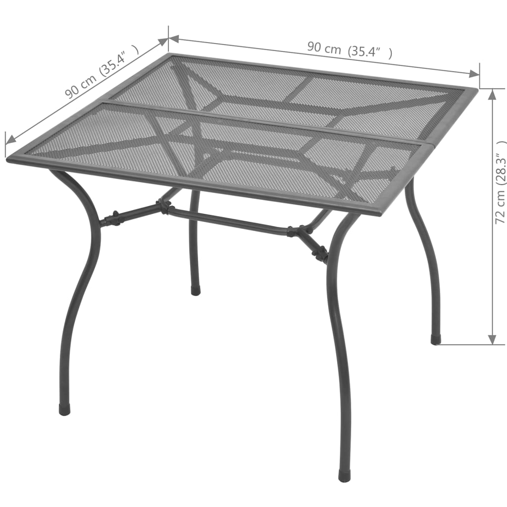 vidaXL Set de masă pentru grădină, 3 piese, antracit, oțel