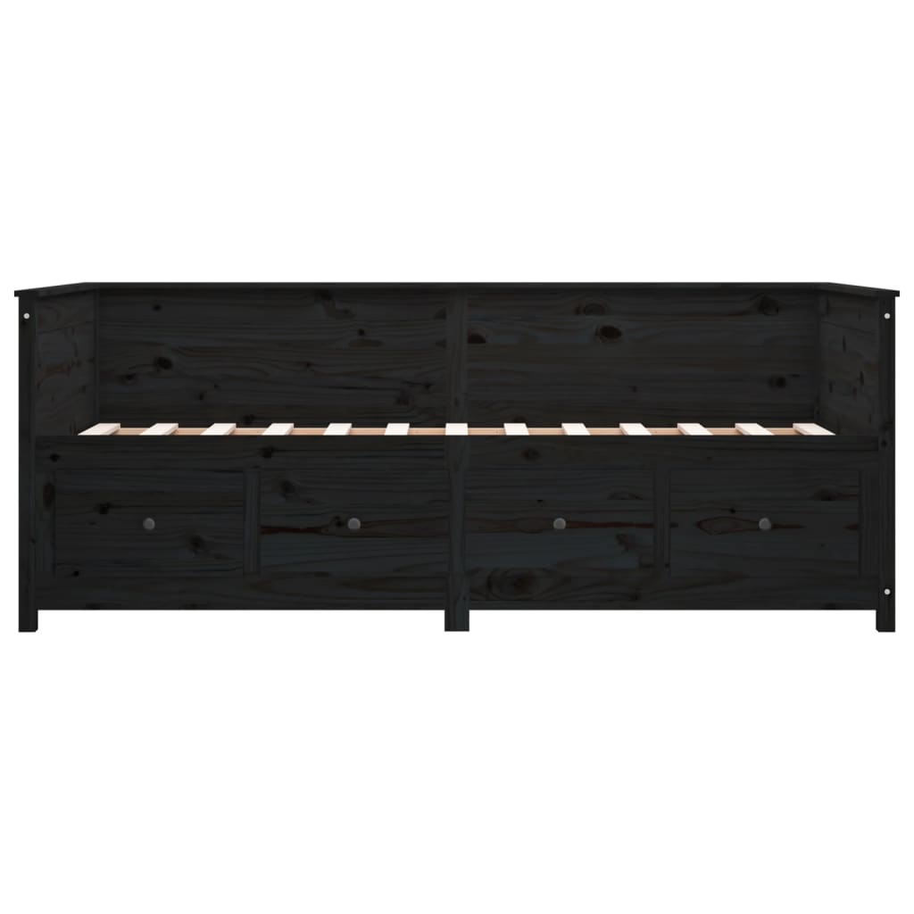 vidaXL Pat de zi, negru, 75x190 cm, lemn masiv de pin