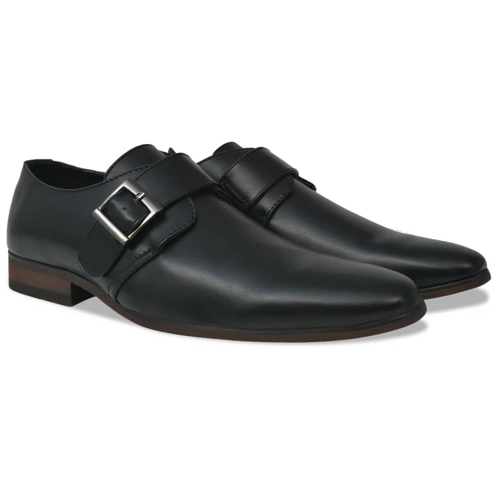 vidaXL Pantofi cu cataramă, bărbați, mărime 44, piele PU, negru