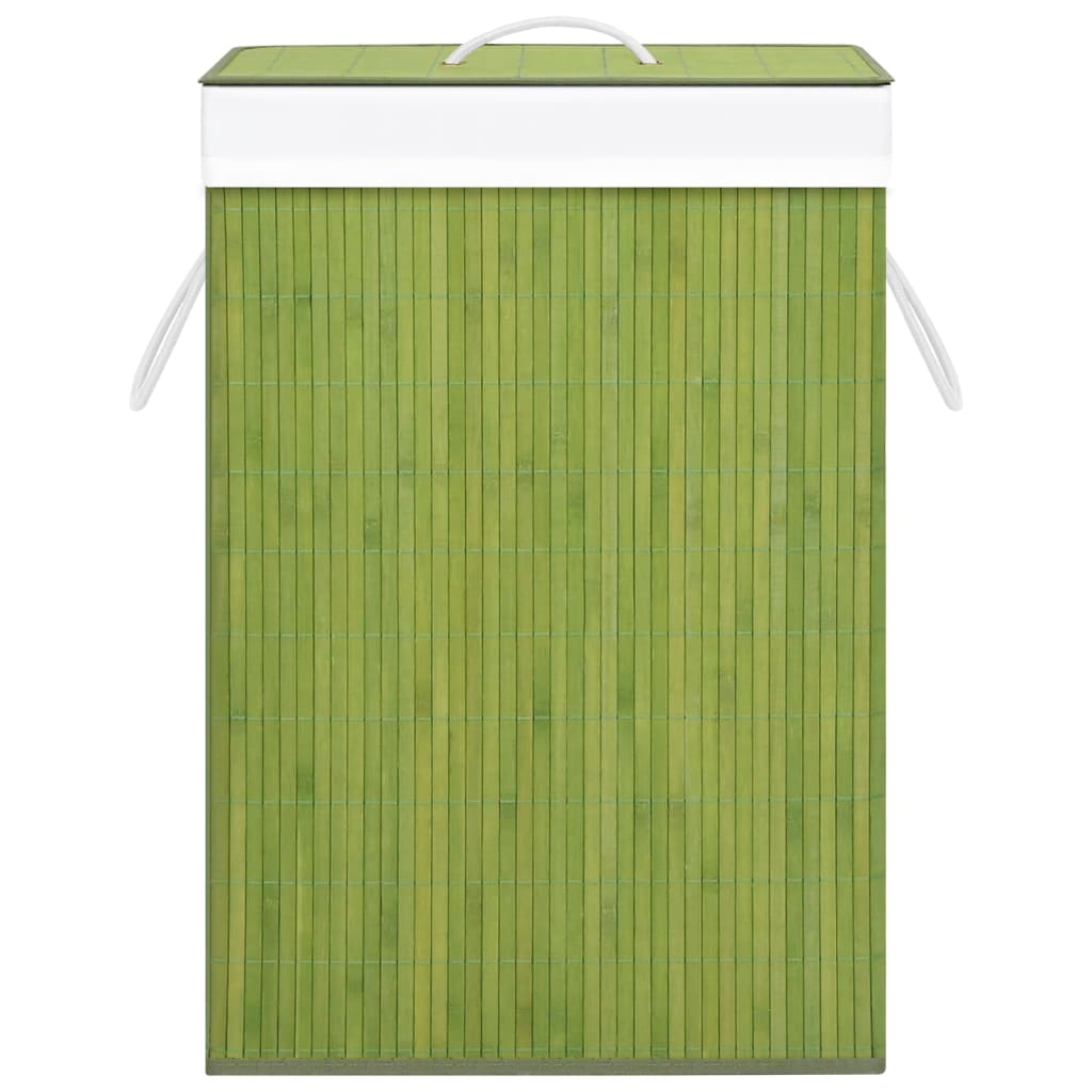 vidaXL Coș de rufe din bambus cu 2 secțiuni, verde, 72 L