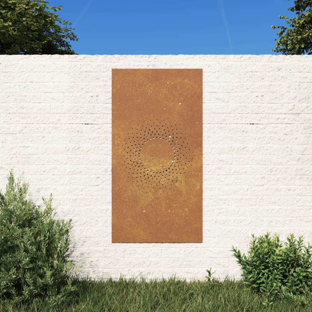 vidaXL Decor perete de grădină 105x55 cm design soare oțel Corten