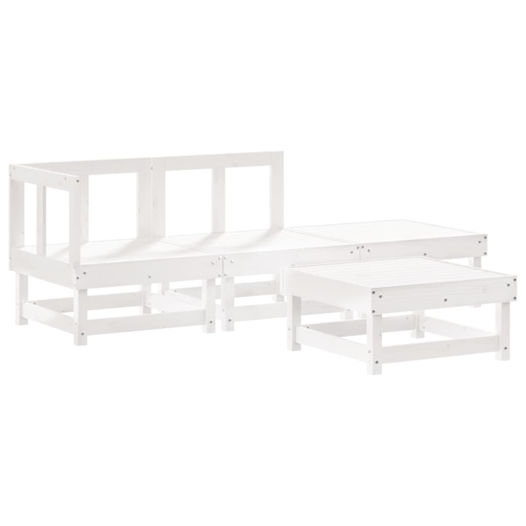 vidaXL Set mobilier de grădină cu perne, 4 piese, alb, lemn masiv