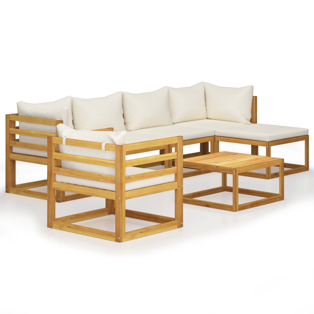 vidaXL Set mobilier de grădină cu perne, 7 piese, crem,lemn masiv acacia