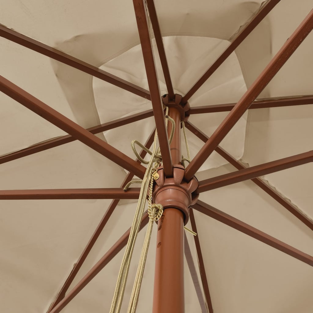 vidaXL Umbrelă de grădină stâlp din lemn, taupe, 300x300x273 cm