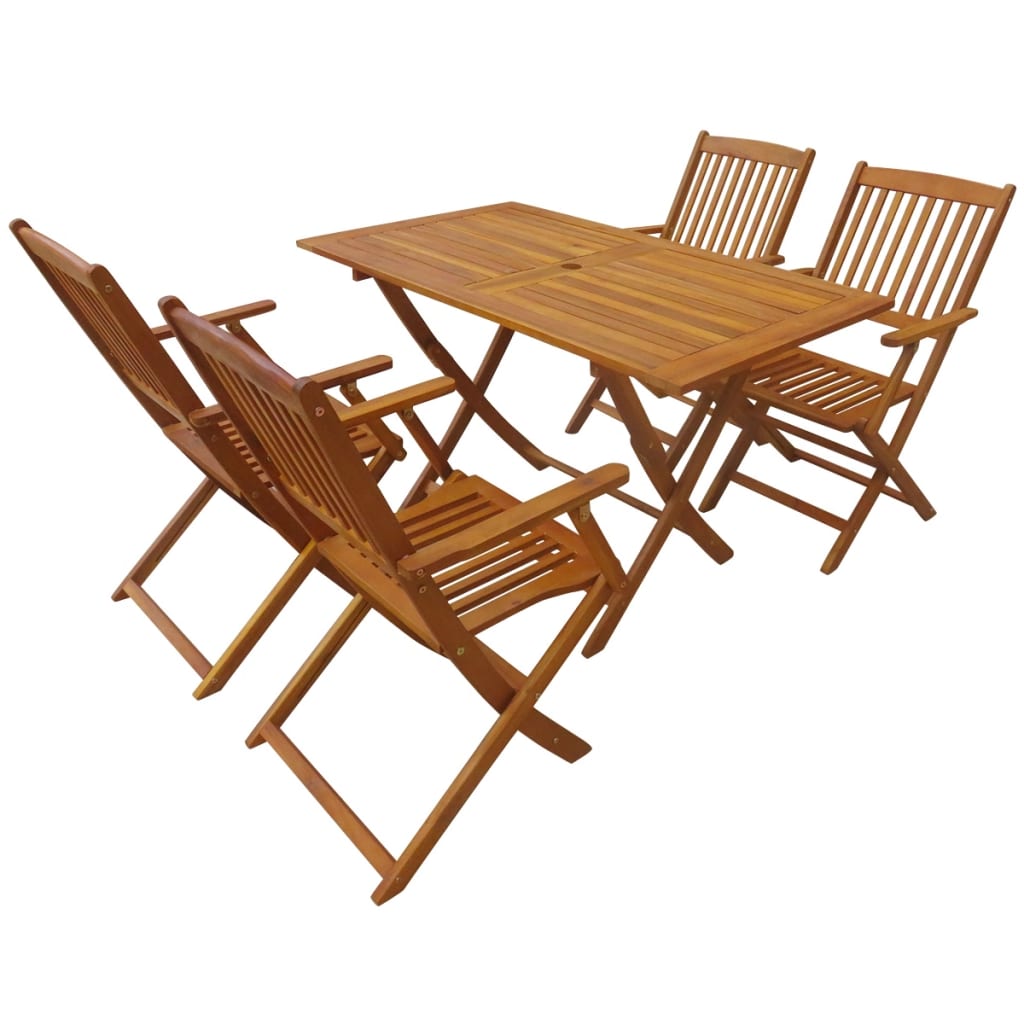 vidaXL Set mobilier de exterior pliabil, 5 piese, lemn de acacia
