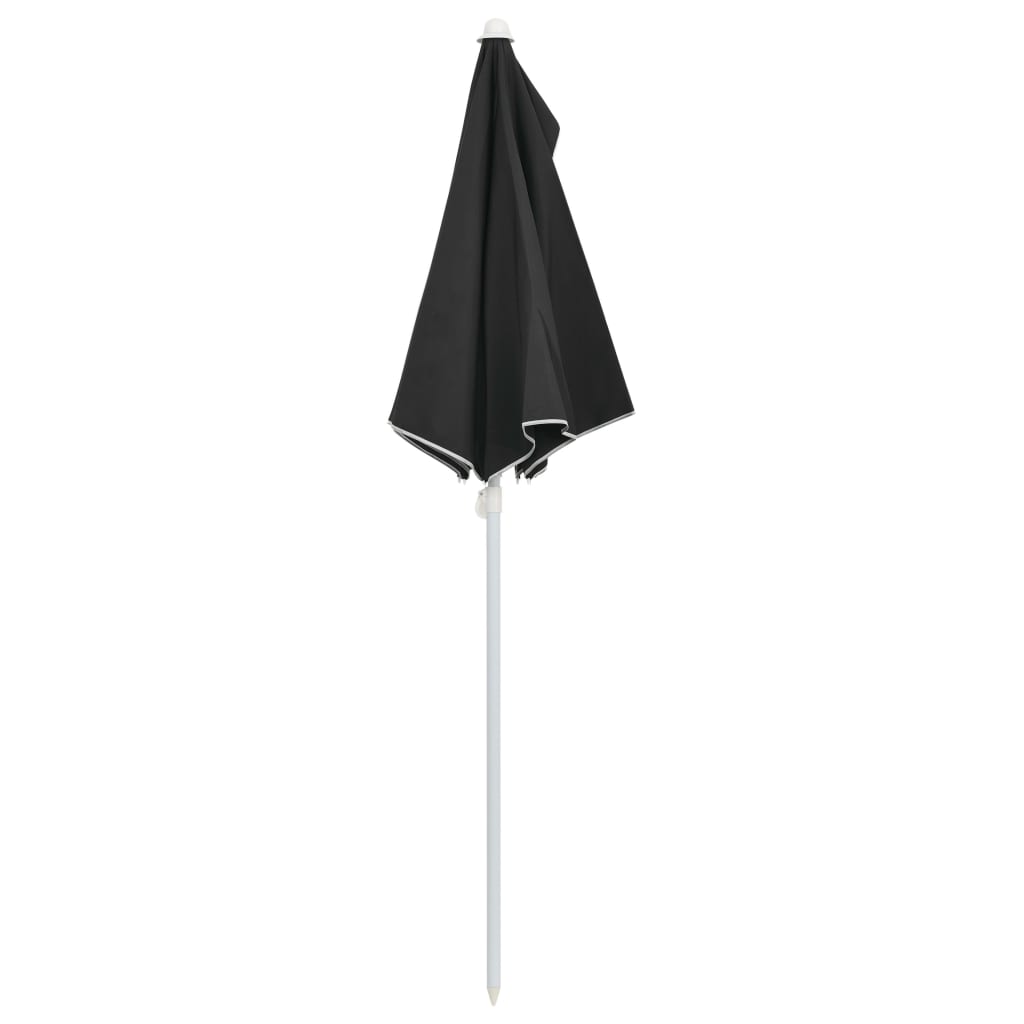 vidaXL Umbrelă de grădină cu stâlp, negru, 180x90 cm, semirotundă