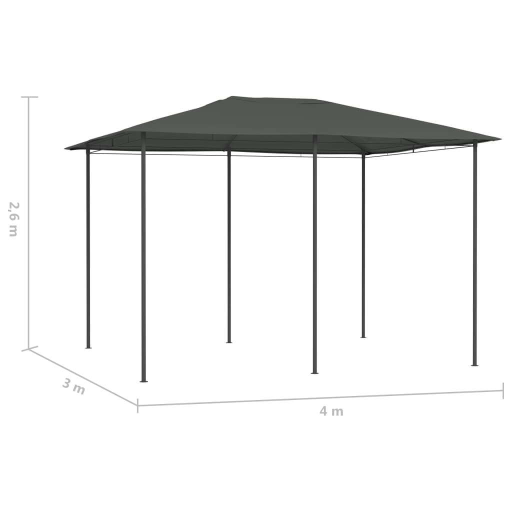 vidaXL Pavilion, antracit, 3x4x2,6 m, 160 g/m²