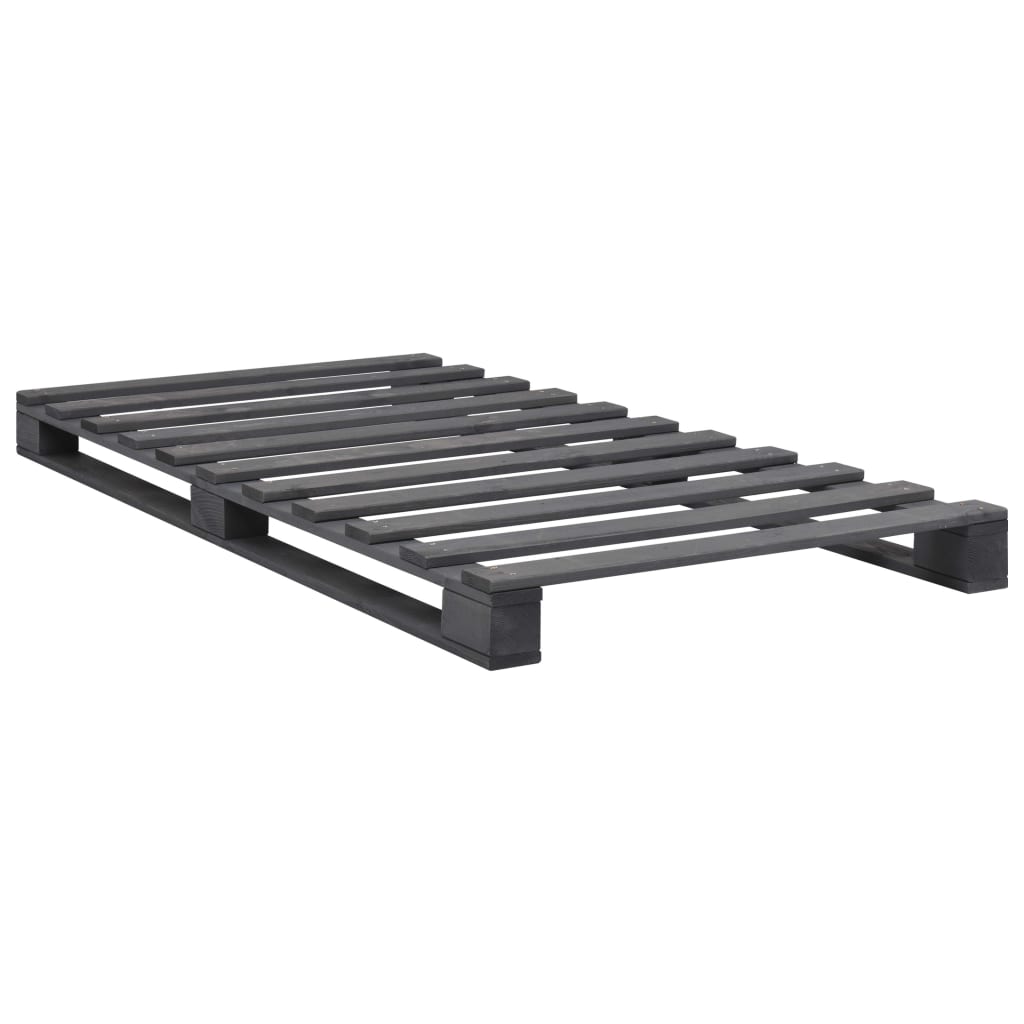 vidaXL Cadru de pat din paleți, gri, 90 x 200 cm, lemn masiv de pin