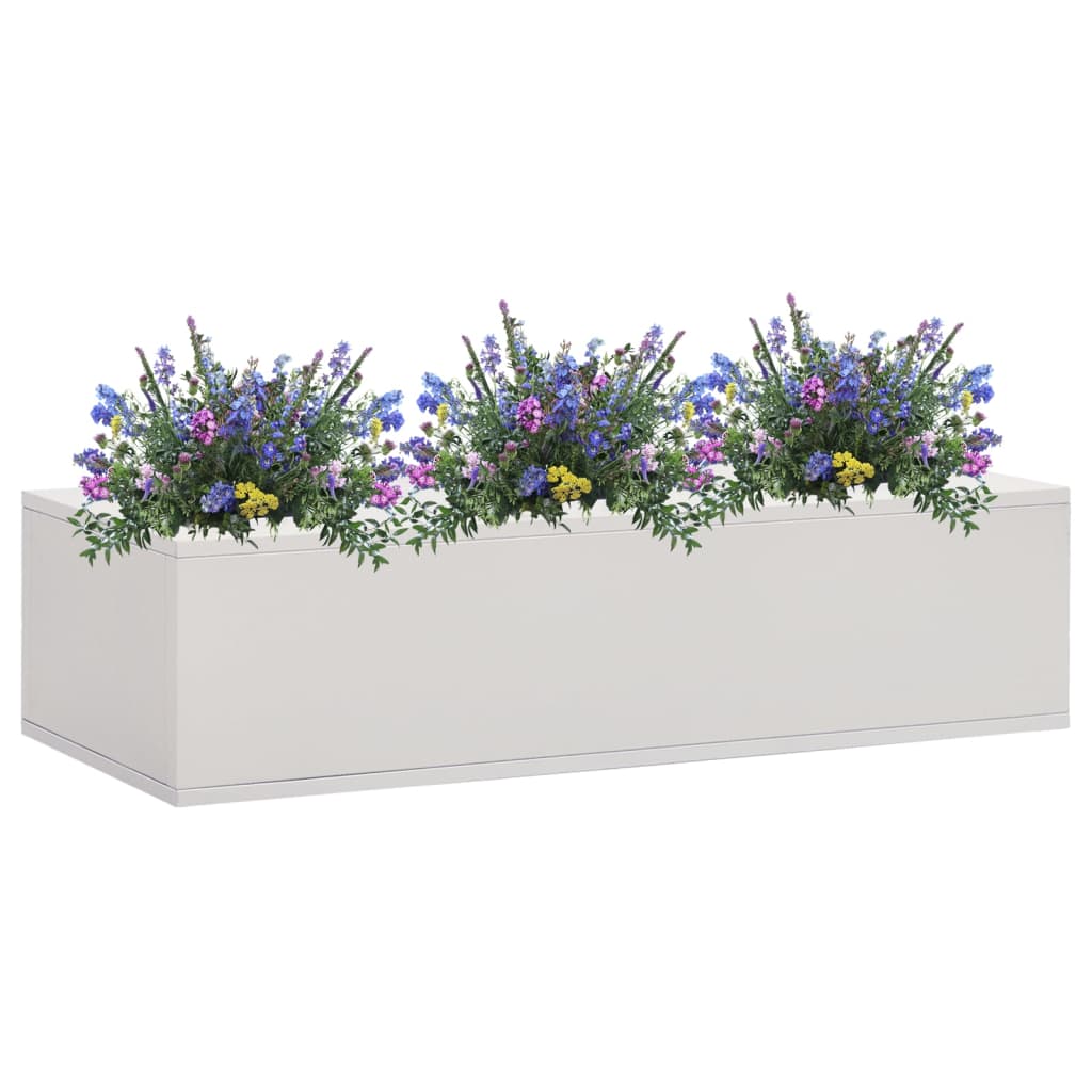 vidaXL Cutie pentru flori de birou, gri deschis, 90x40x23 cm, oțel