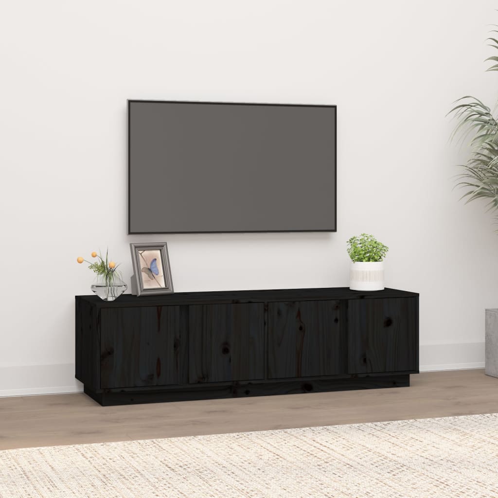 vidaXL Comodă TV, negru, 140x40x40 cm, lemn masiv de pin