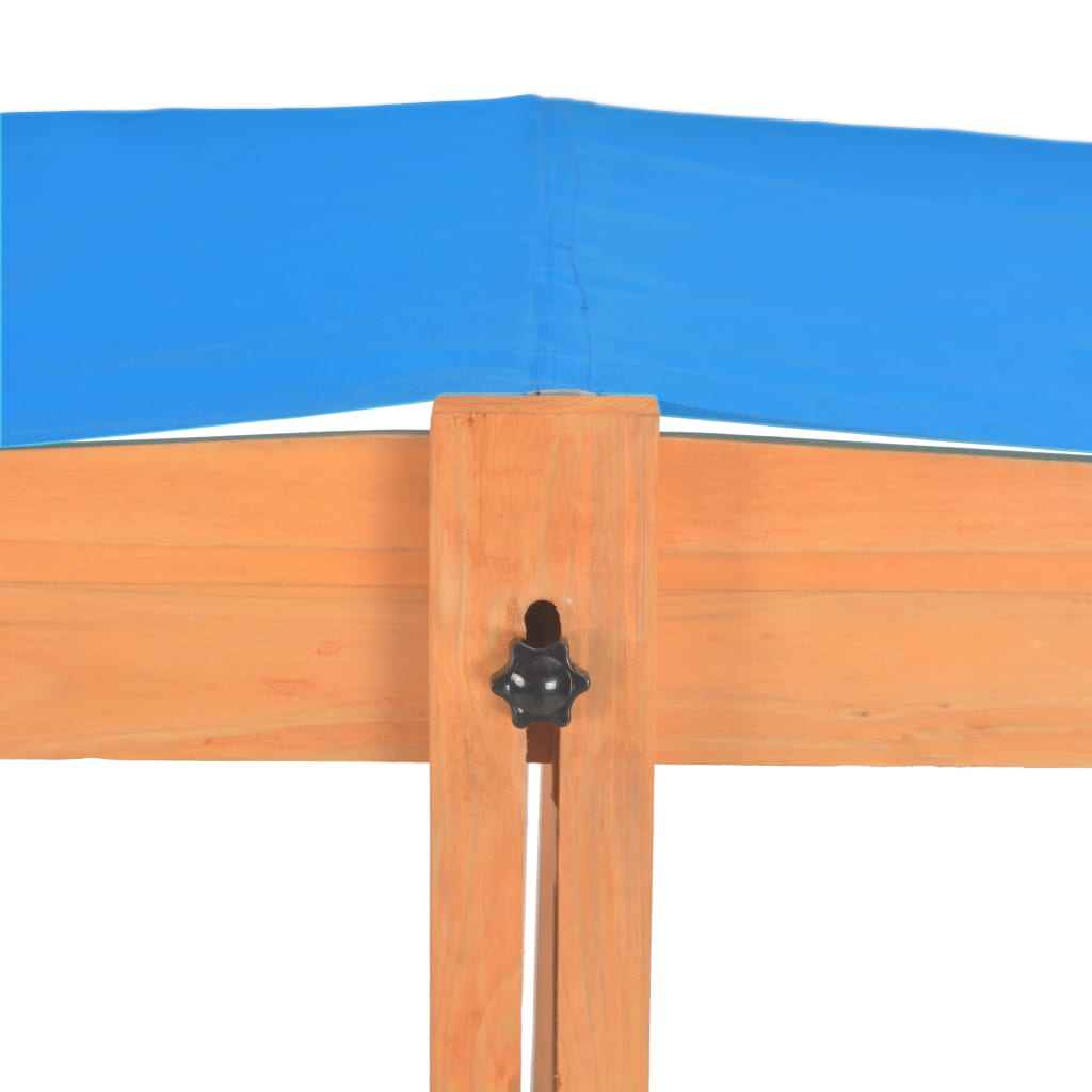 vidaXL Cutie de nisip cu acoperiș ajustabil albastru lemn de brad UV50