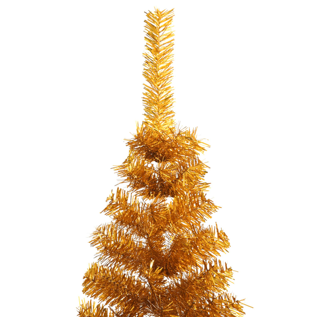 vidaXL Jumătate brad de Crăciun cu suport, auriu, 240 cm, PET