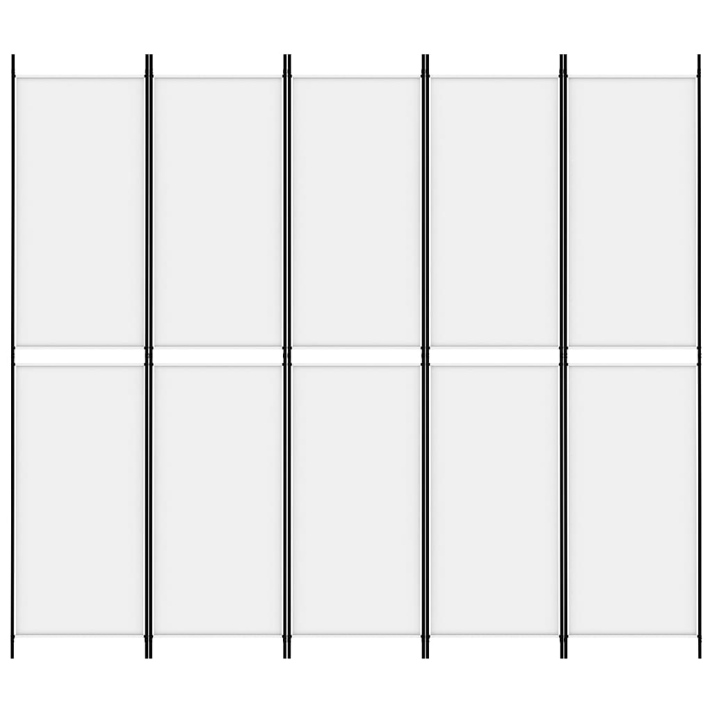 vidaXL Paravan de cameră cu 5 panouri, alb, 250x220 cm, textil