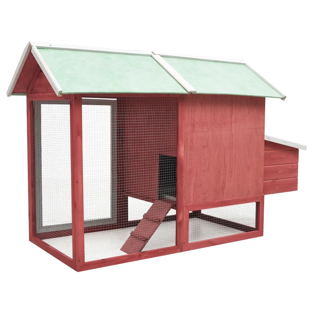 vidaXL Coteț de păsări, roșu, 170 x 81 x 110 cm, lemn masiv pin & brad