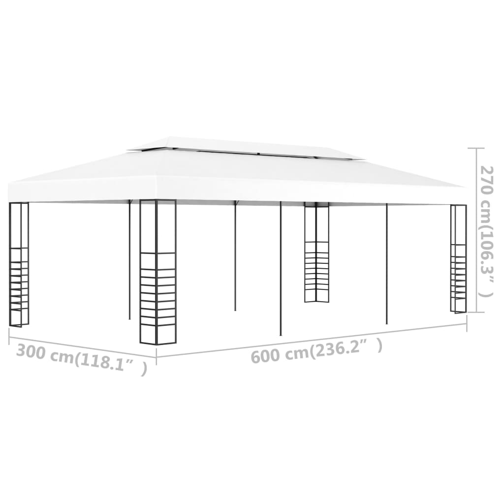 vidaXL Pavilion marchiză, alb, 6 x 3 m