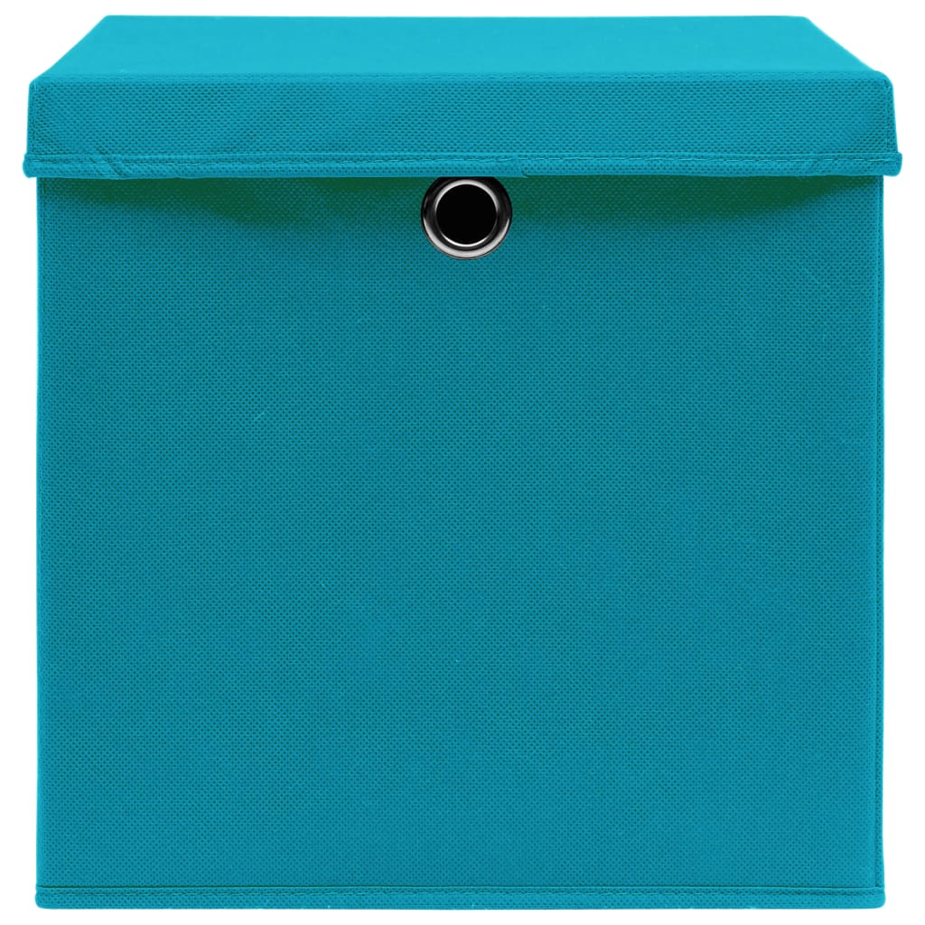 vidaXL Cutii depozitare cu capace, 10 buc., albastru, 28x28x28 cm