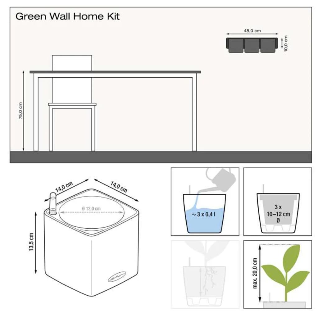 LECHUZA Jardiniere Green Wall Home Kit, 3 buc., ardezie