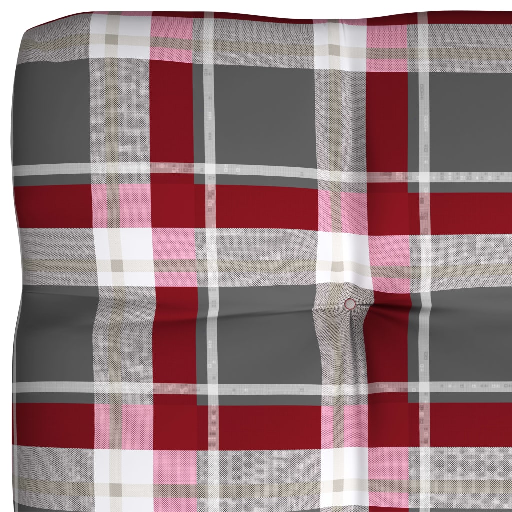 vidaXL Perne pentru canapea din paleți 7 buc, roșu, model carouri