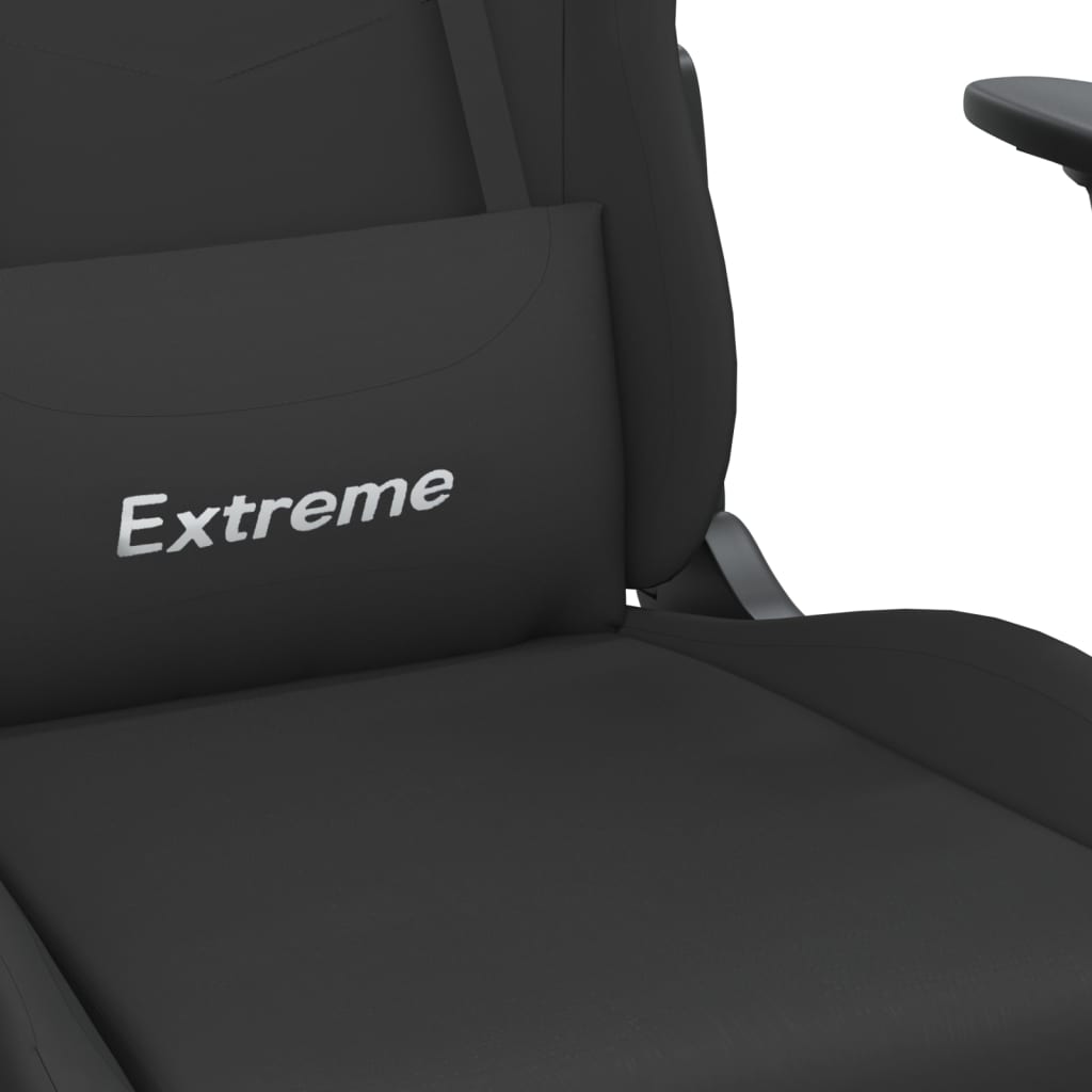 vidaXL Scaun de gaming cu masaj/suport picioare, negru, textil