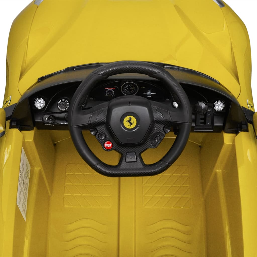 vidaXL Mașinuță electrică "Ferrari F12" galbenă 6 V cu telecomandă