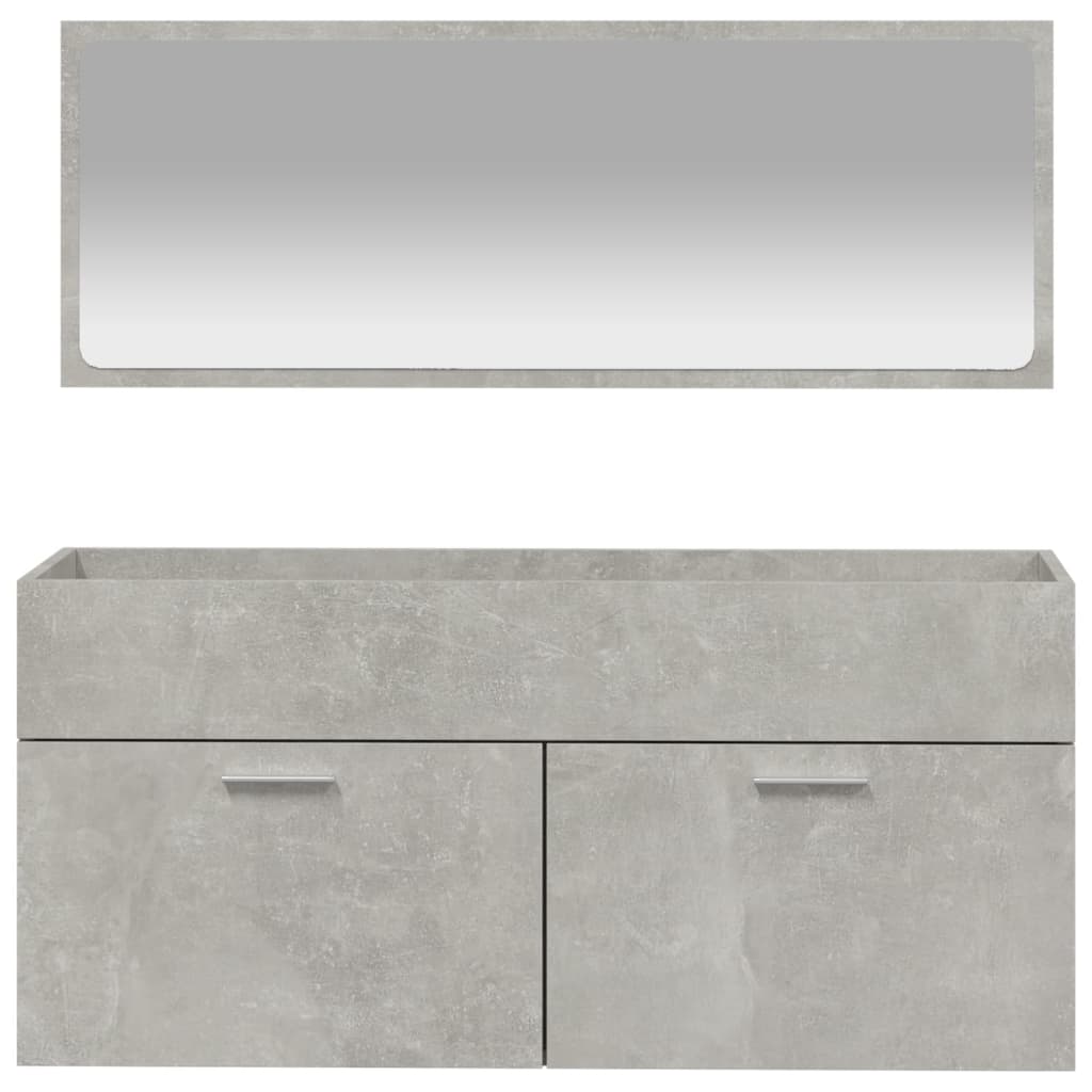 vidaXL Dulap de baie cu oglindă, gri beton, lemn prelucrat