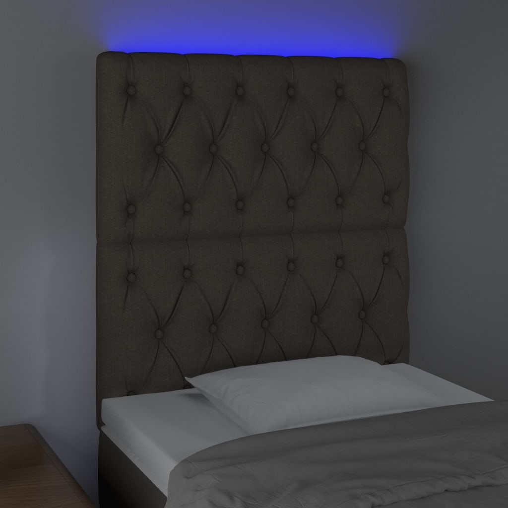 vidaXL Tăblie de pat cu LED, gri taupe, 80x7x118/128 cm, textil