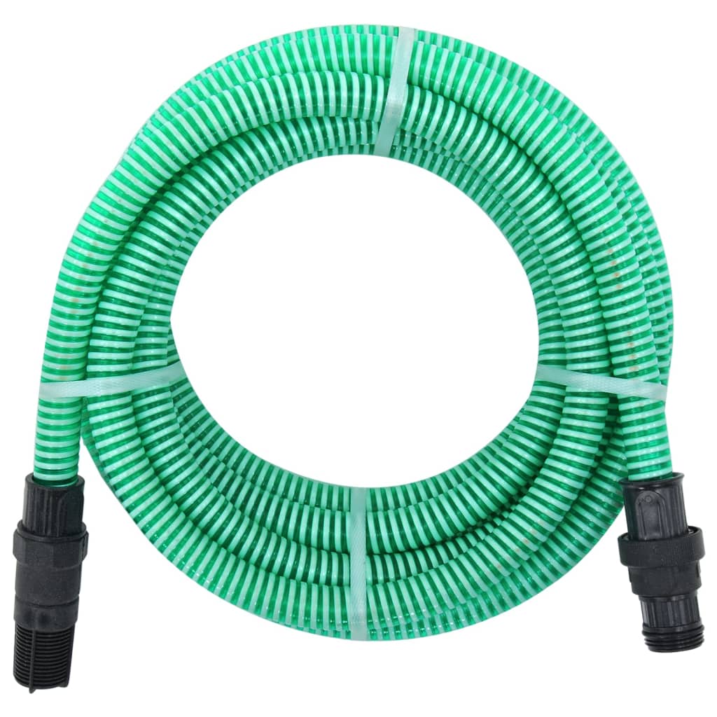 vidaXL Furtun de aspirație cu racorduri din PVC, verde 1" 7 m, PVC