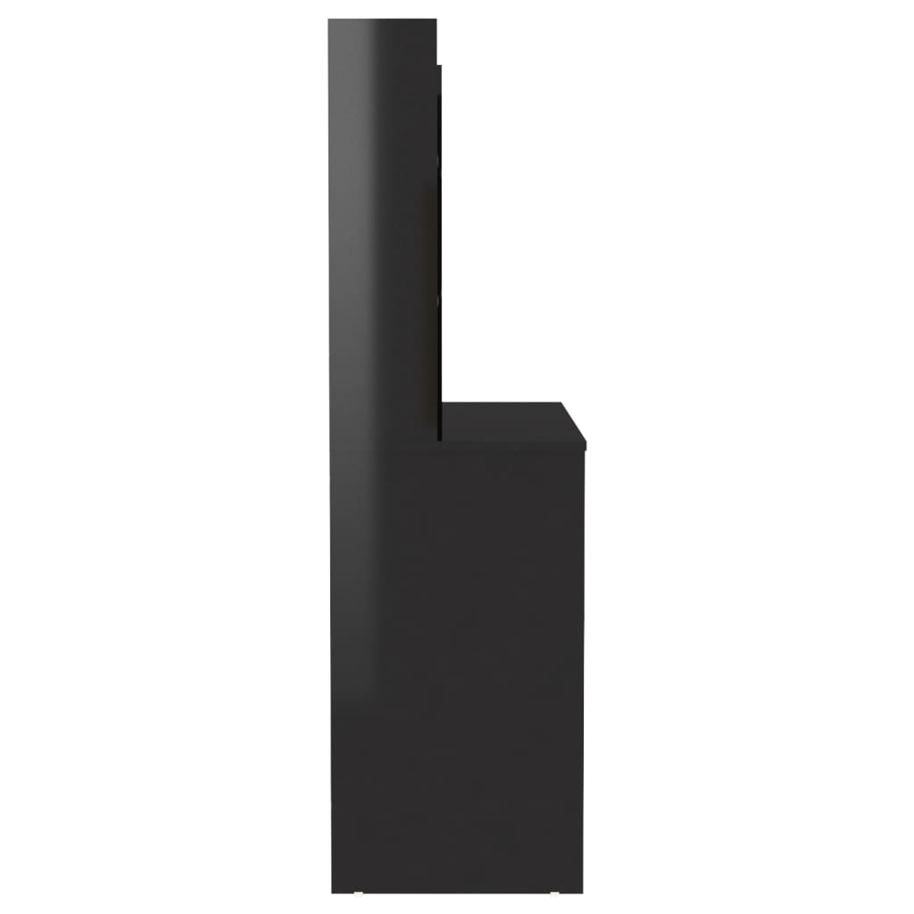 vidaXL Masă de machiaj cu lumini LED, negru lucios, 100x40x135 cm, MDF