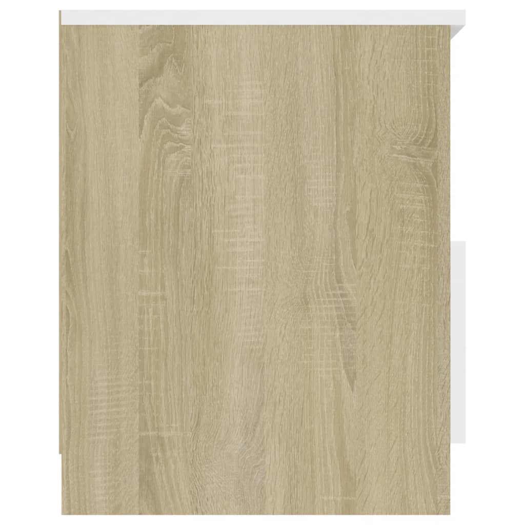 vidaXL Noptiere, 2 buc., alb și stejar sonoma, 40x40x50 cm, PAL