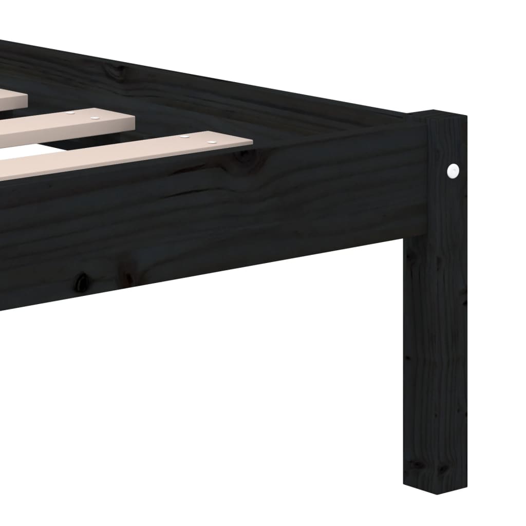 vidaXL Cadru de pat, negru, 140x190 cm, lemn masiv de pin