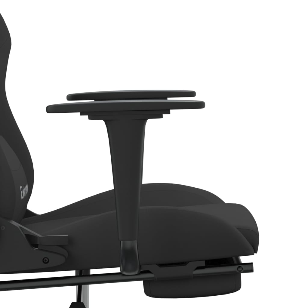vidaXL Scaun de gaming cu masaj/suport picioare, negru, textil