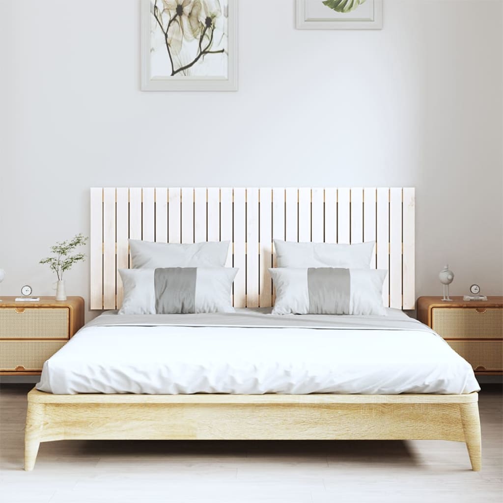 vidaXL Tăblie de pat pentru perete, alb, 159,5x3x60 cm, lemn masiv pin