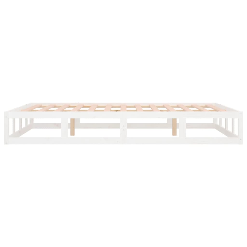 vidaXL Cadru de pat, alb, 200x200 cm, lemn masiv