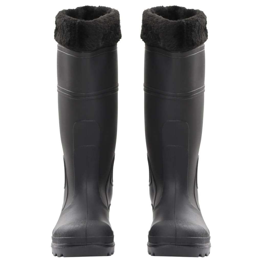 vidaXL Cizme de ploaie cu șosete detașabile, negru, mărime 40, PVC
