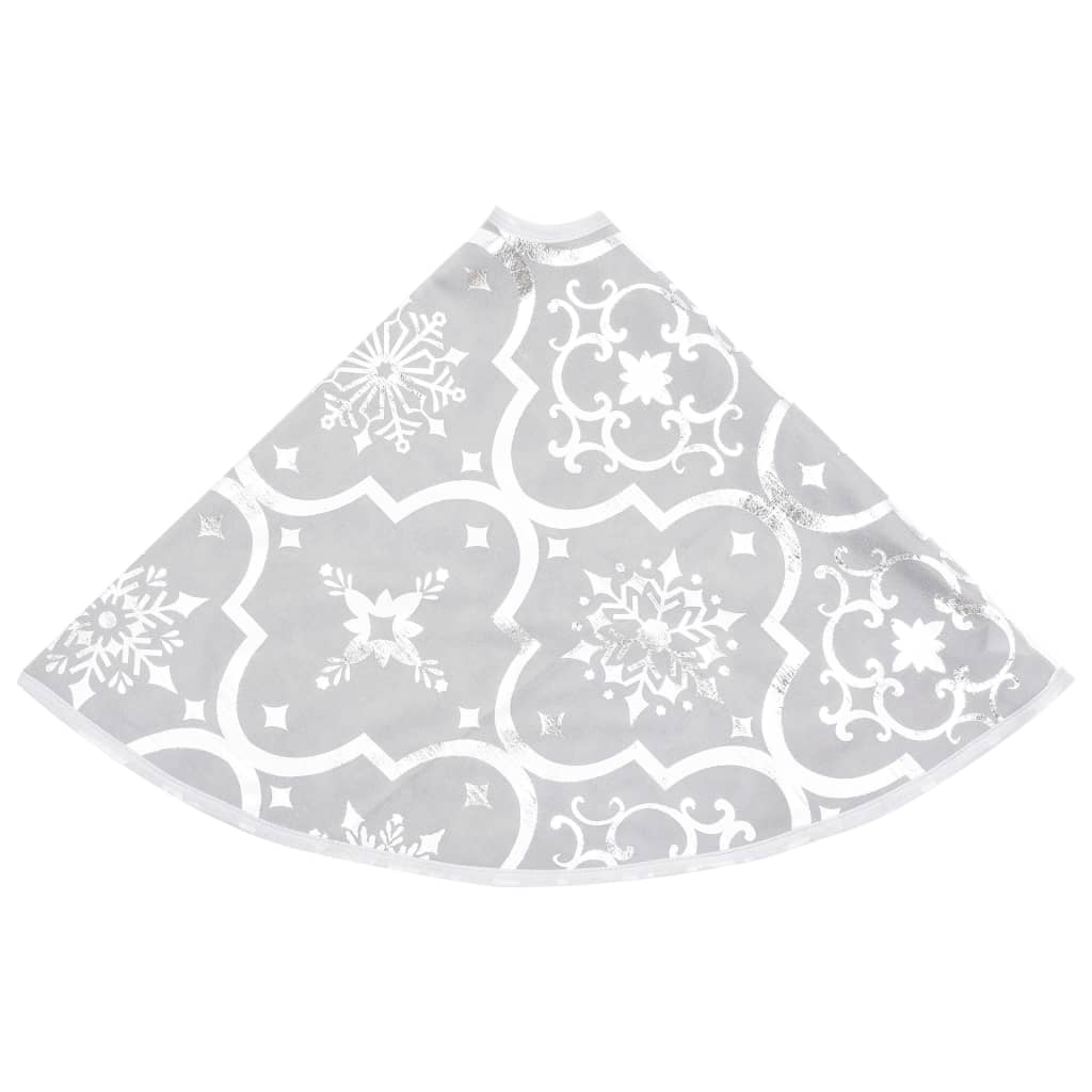 vidaXL Covor fustă de brad Crăciun cu șosetă, alb, 150 cm, țesătură