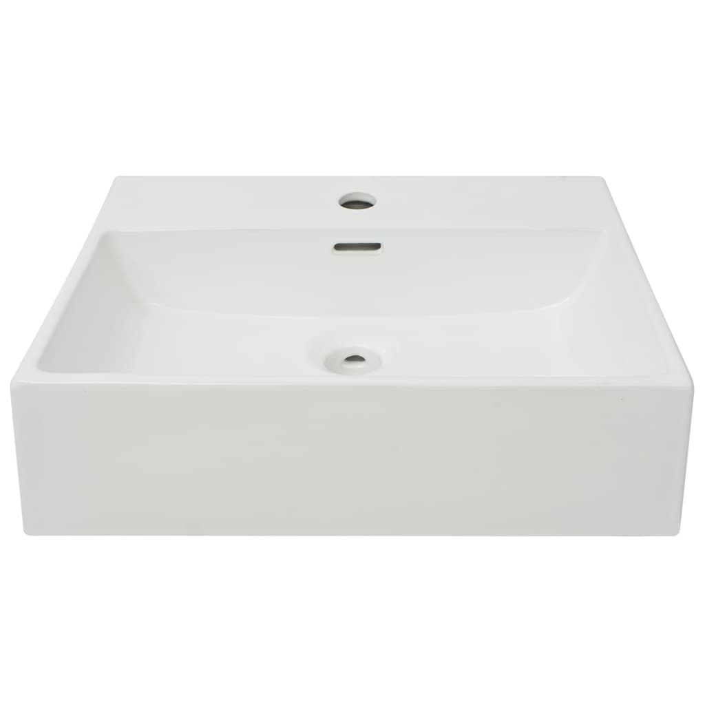 vidaXL Chiuvetă baie, orificiu robinet, alb, 51,5x38,5x15 cm, ceramică