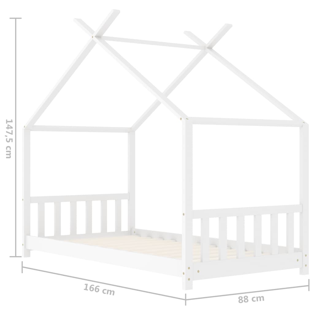 vidaXL Cadru de pat de copii, alb, 80 x 160 cm, lemn masiv de pin