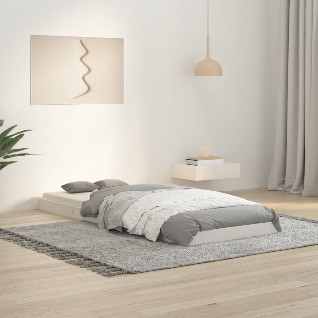 vidaXL Cadru de pat, alb, 75x190 cm, single mic, lemn masiv de pin