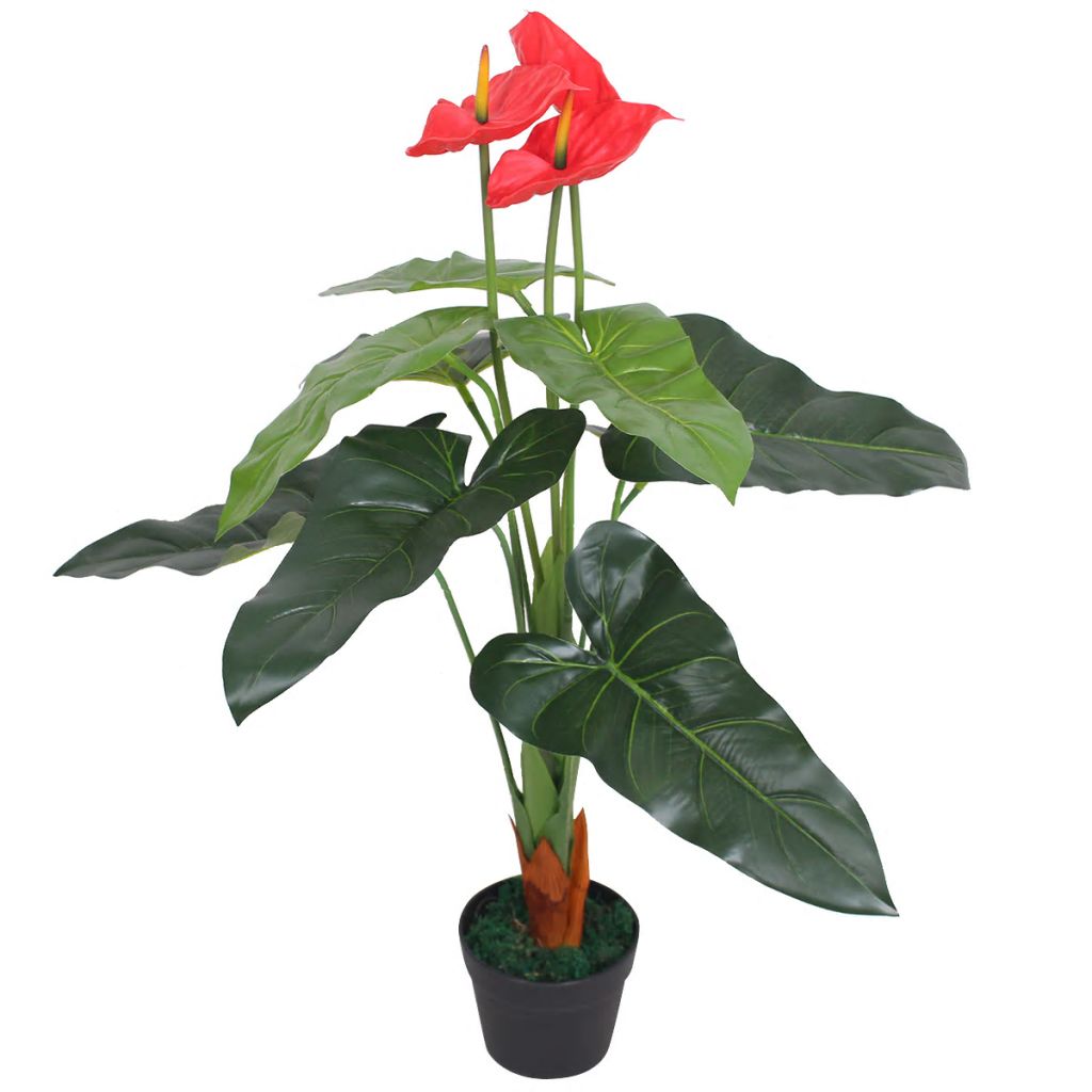vidaXL Plantă artificială Anthurium cu ghiveci, 90 cm, roșu și galben
