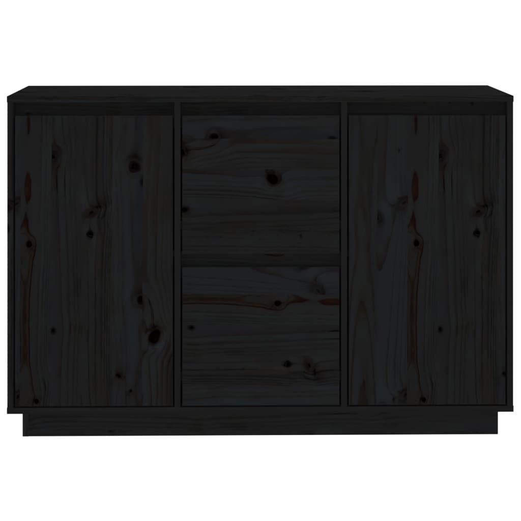 vidaXL Servantă, negru, 111x34x75 cm, lemn masiv de pin