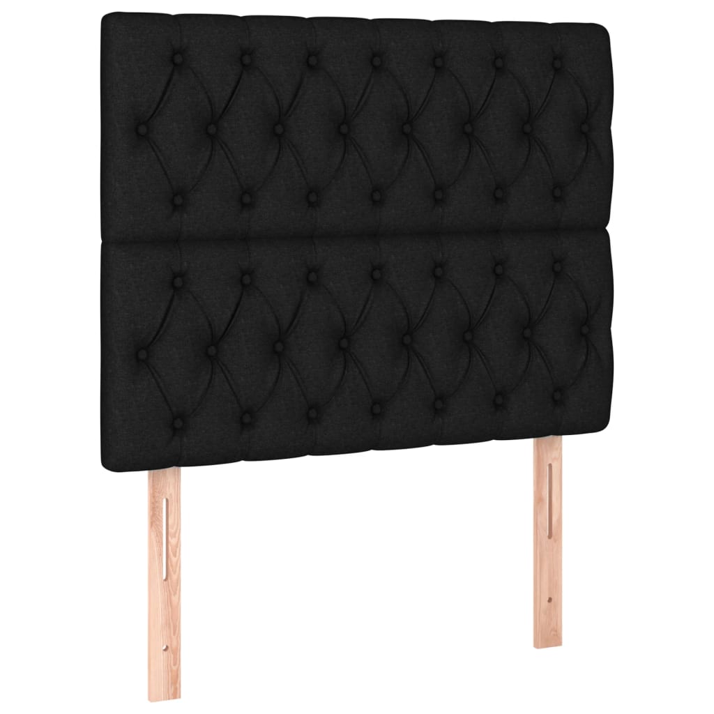 vidaXL Tăblie de pat cu LED, negru, 90x7x118/128 cm, textil