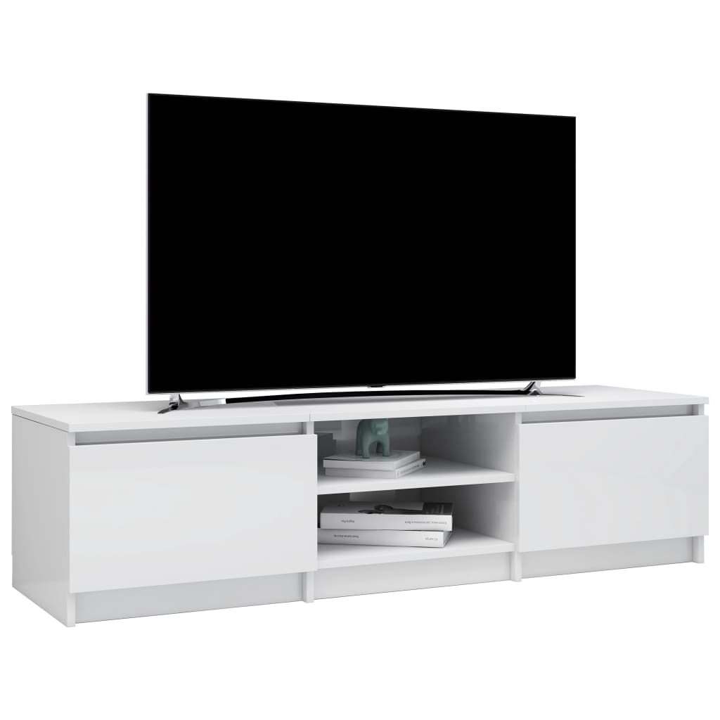 vidaXL Comodă TV, alb extralucios, 140 x 40 x 35,5 cm, PAL