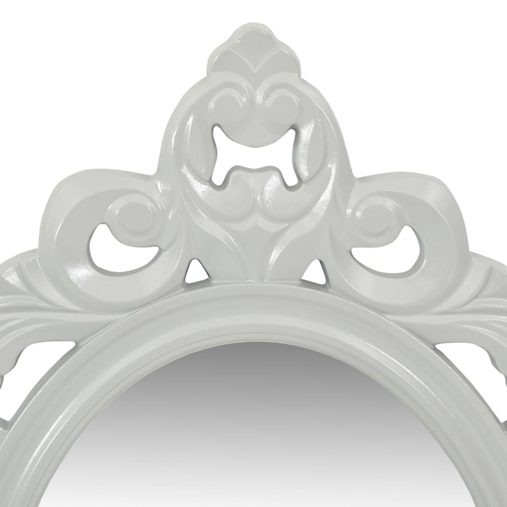 vidaXL Set raft perete pentru chei/bijuterii cu oglindă și cârlige gri