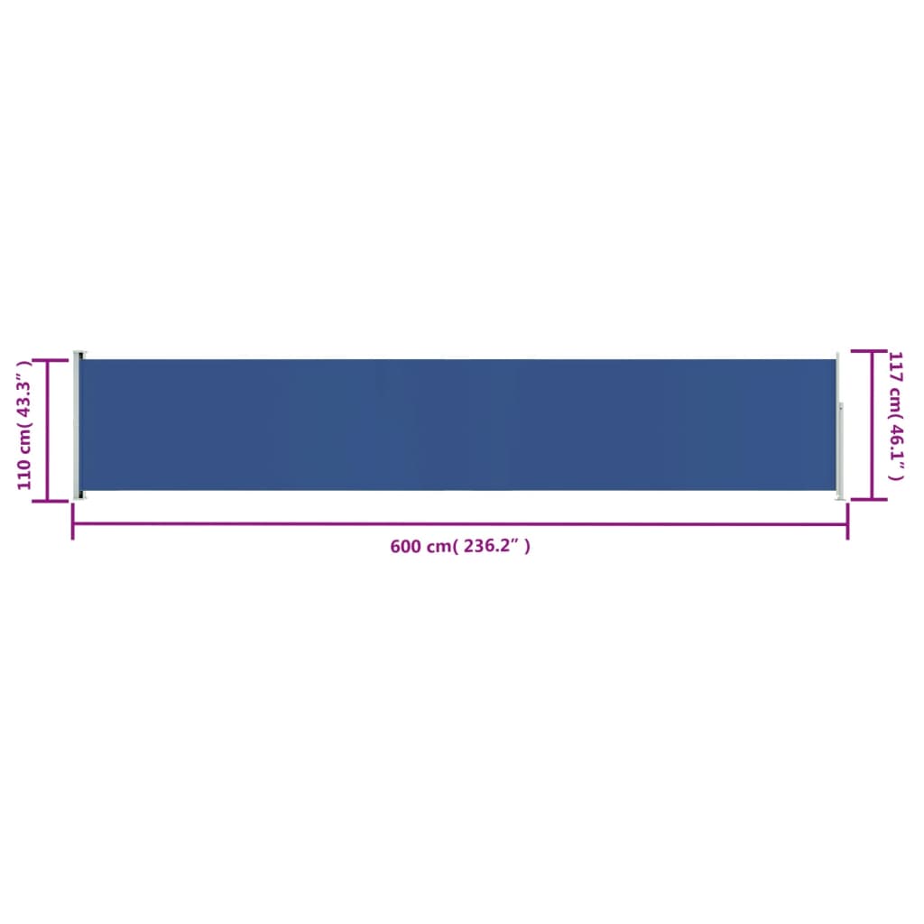vidaXL Copertină laterală retractabilă de terasă, albastru, 117x600 cm