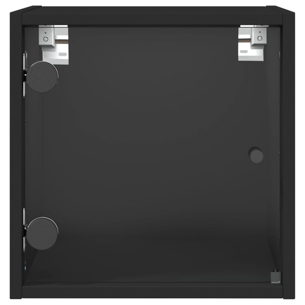 vidaXL Noptieră cu ușă de sticlă, negru, 35x37x35 cm