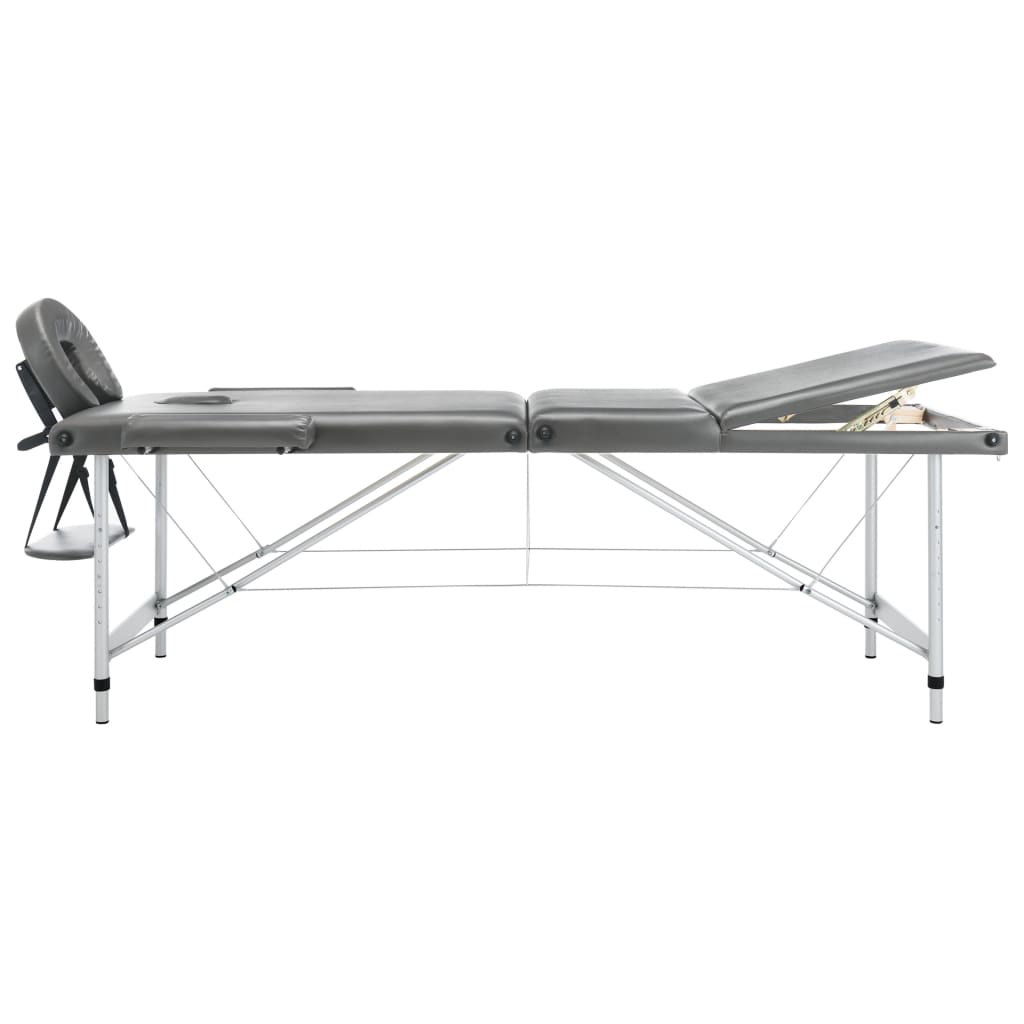 vidaXL Masă de masaj cu 3 zone, cadru aluminiu, antracit, 186 x 68 cm